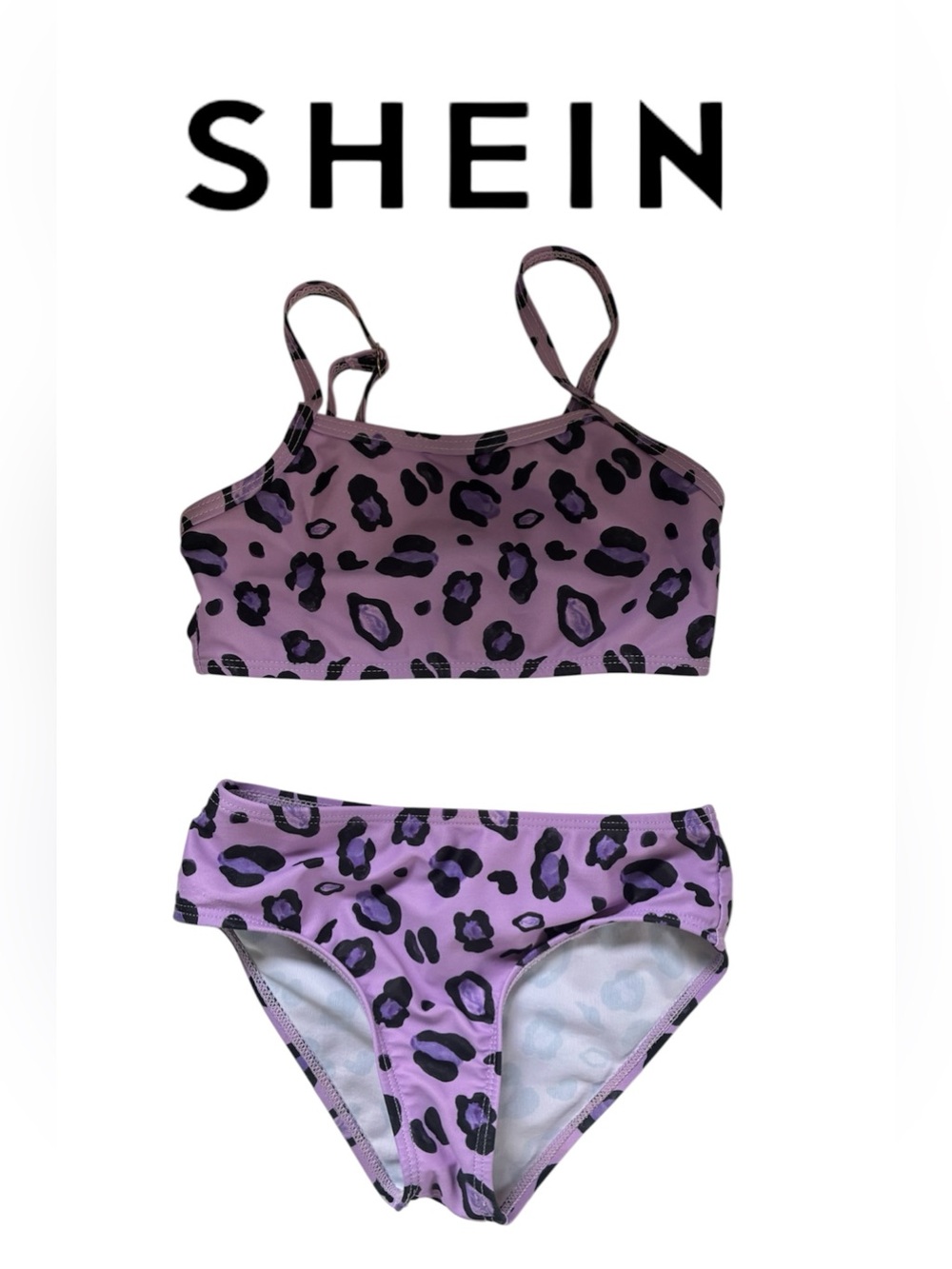PURPLE LEOPARD PRINT BIKINI SWIM SUIT BATHING SUIT GIRL’S
